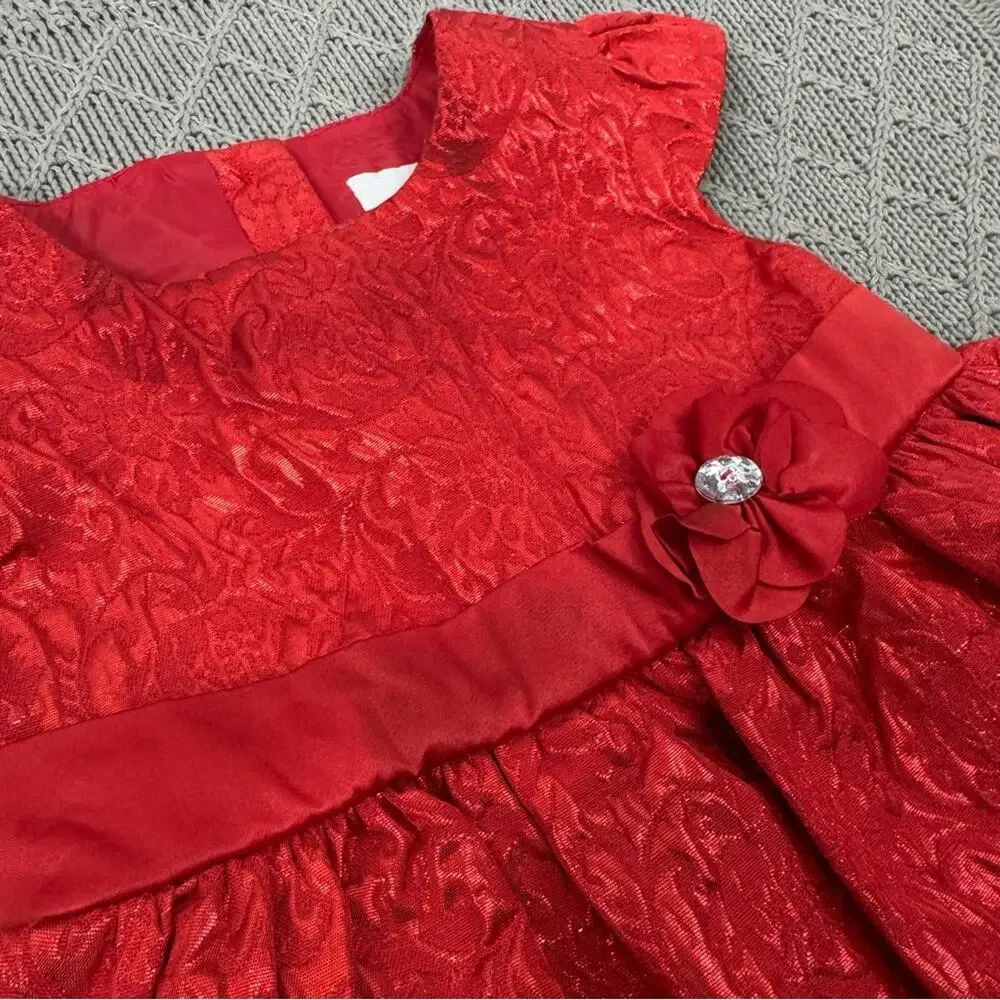 Camilla Red Brocade Dress ~ 12M